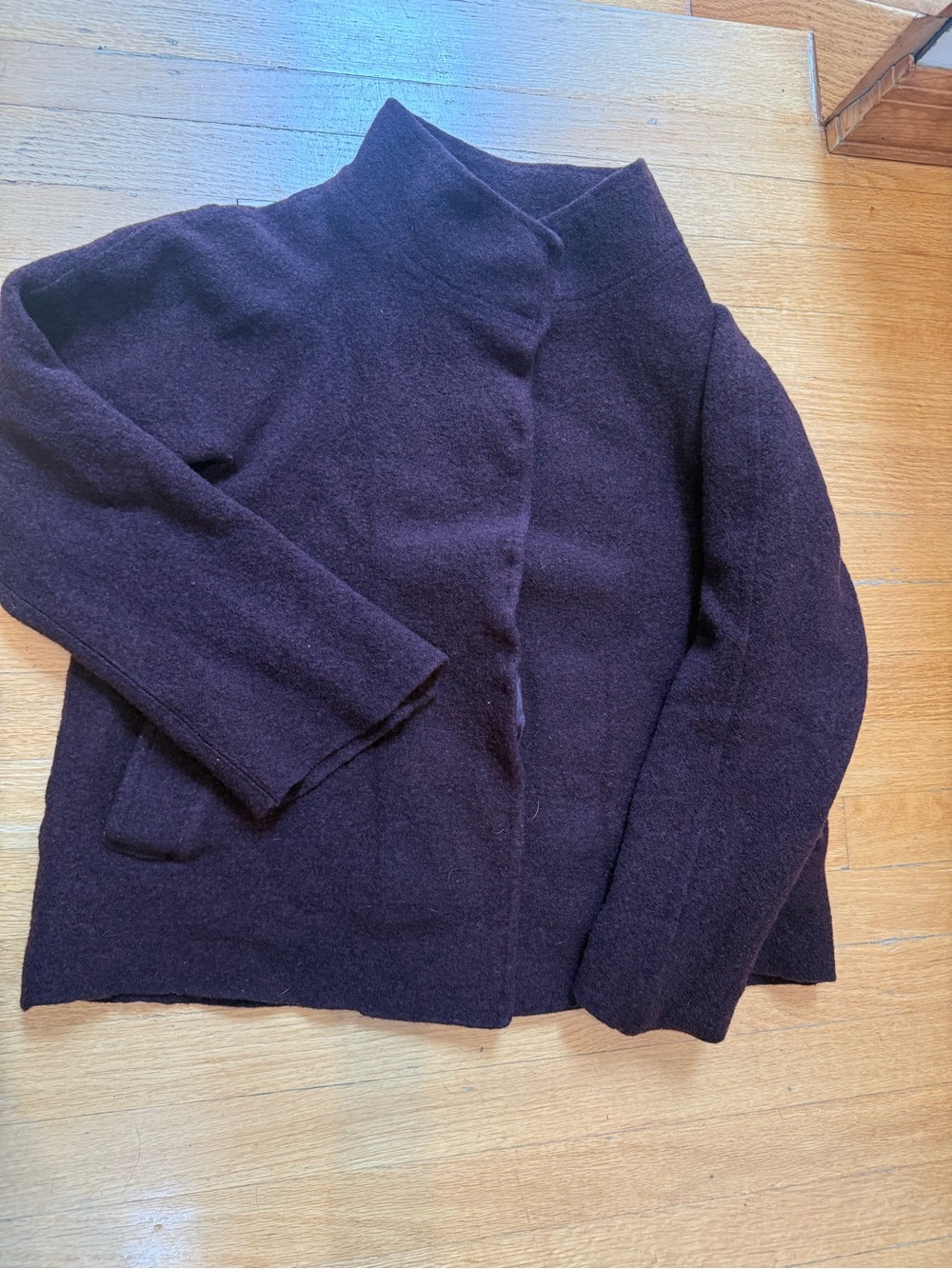 Rarely women Dark Plum Wool Blend Mock Collar Sweater Jacket